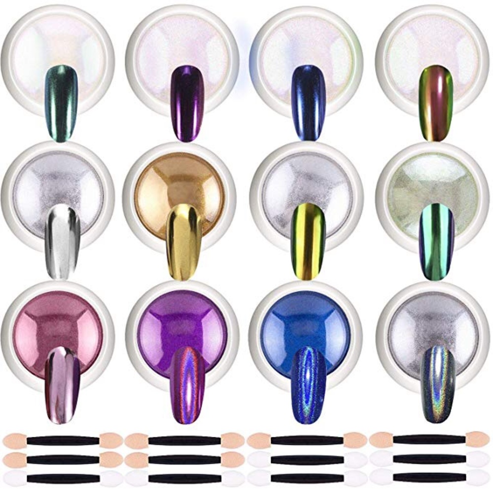 12Colors Chrome Nail Powder Mirror Effect Nail Art